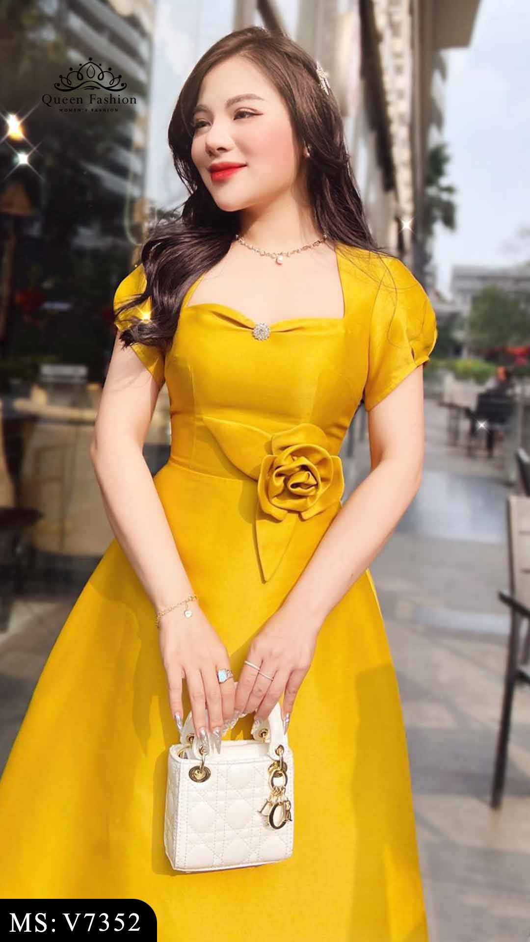 Mua Đầm trắng cổ tim tay bồng phối cúc dáng xòe chất liệu cao cấp phù hợp đi chơi dự tiệc V1452 #7 Mua Đầm trắng cổ tim tay bồng phối cúc dáng xòe chất liệu cao cấp phù hợp đi chơi dự tiệc V1452